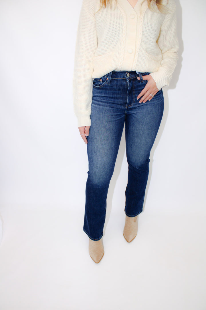 LENNON HIGH RISE CROP BOOT - DARK WASH