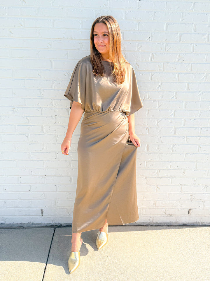 EFFORTLESS DRAPE MIDI DRESS
