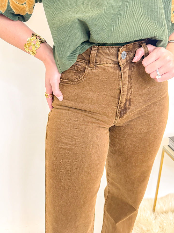 MOCHA MOMENT WIDE LEG JEAN