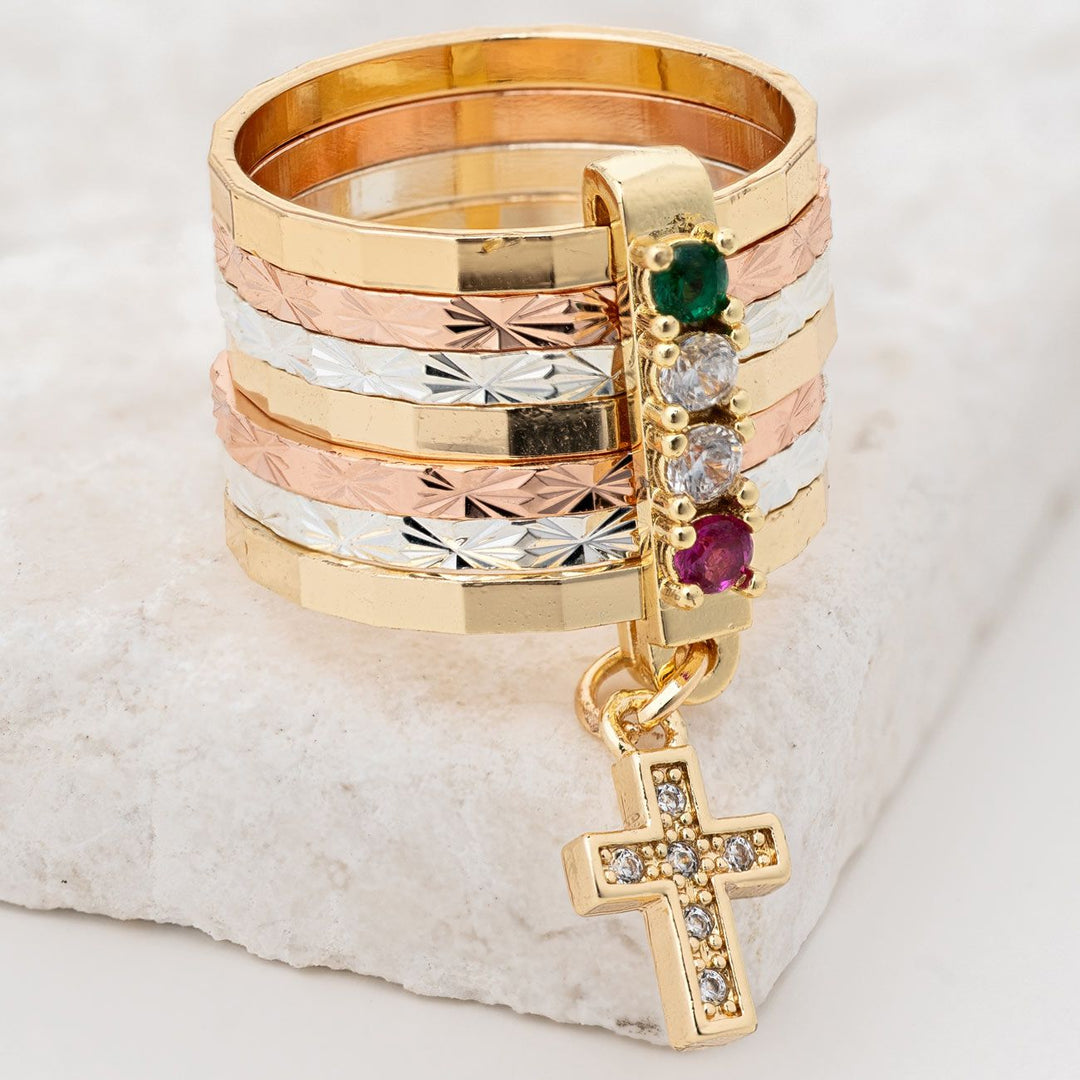 STACKED CROSS RING