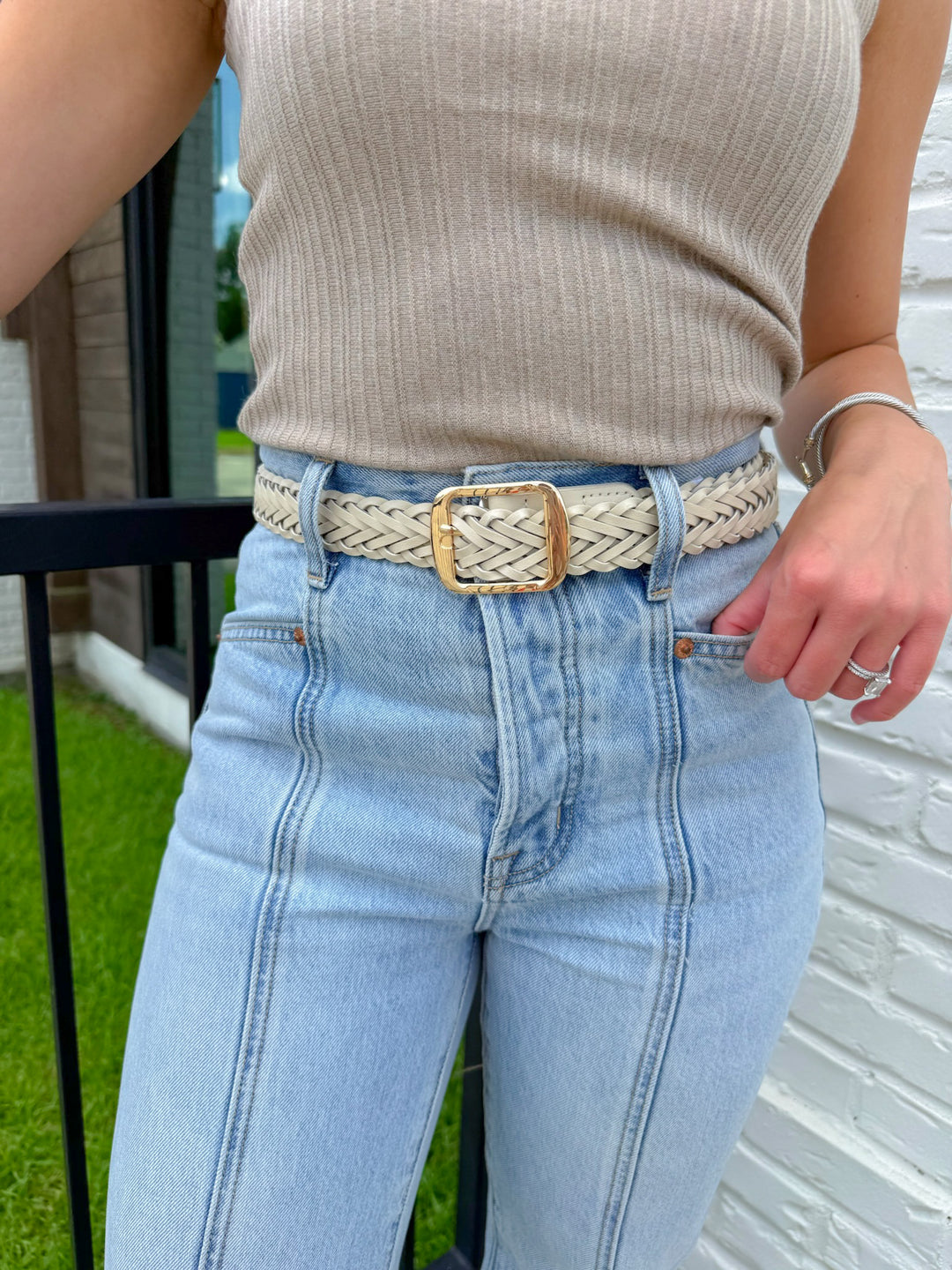 CLARE VEGAN LEATHER BRAIDED BELT