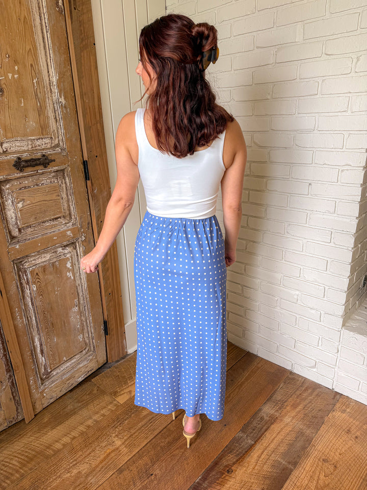 THE VIVIENNE POLKA DOT MIDI SKIRT