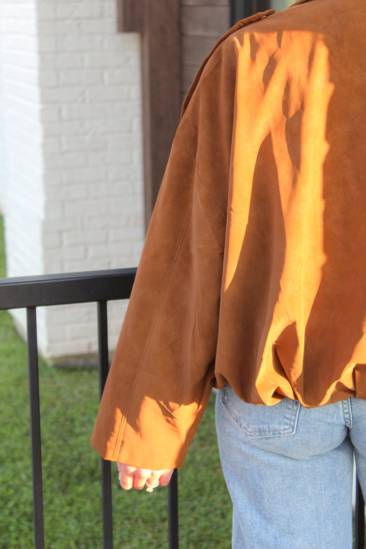 OUT AND ABOUT MOCHA BOMBER JACKET