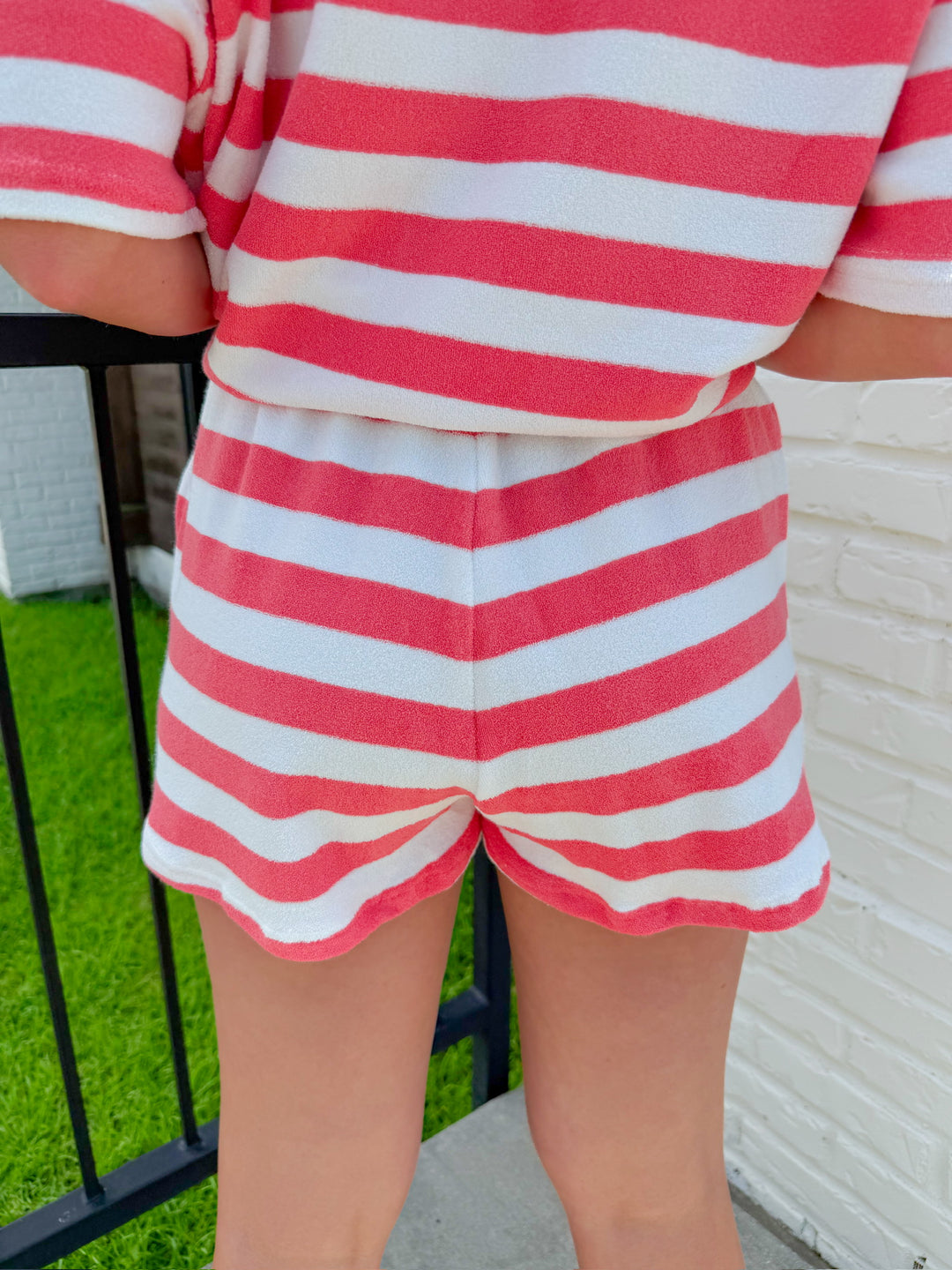 SET THE MOOD STRIPED TERRY CLOTH SET SHORTS