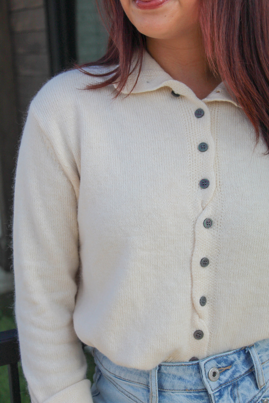 BECCA CREAM BUTTON UP CARDIGAN