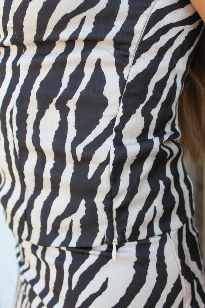 TIGER ICON SATIN SET MIDI SKIRT