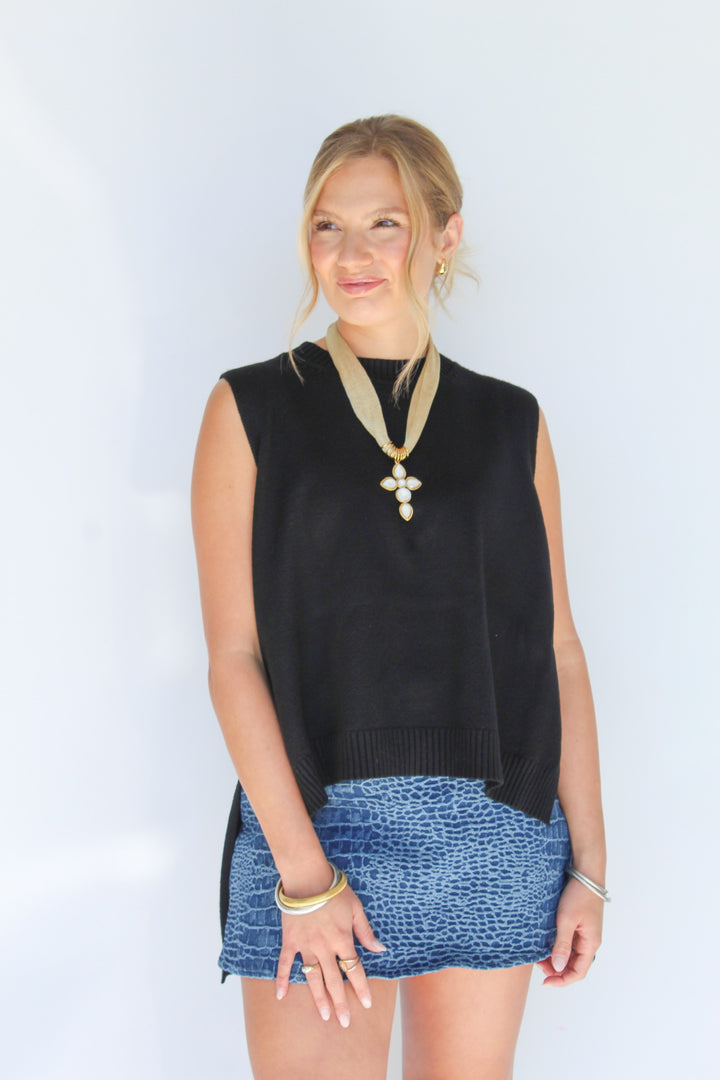 CAMILA HIGH-LOW SLEEVELESS KNIT TANK