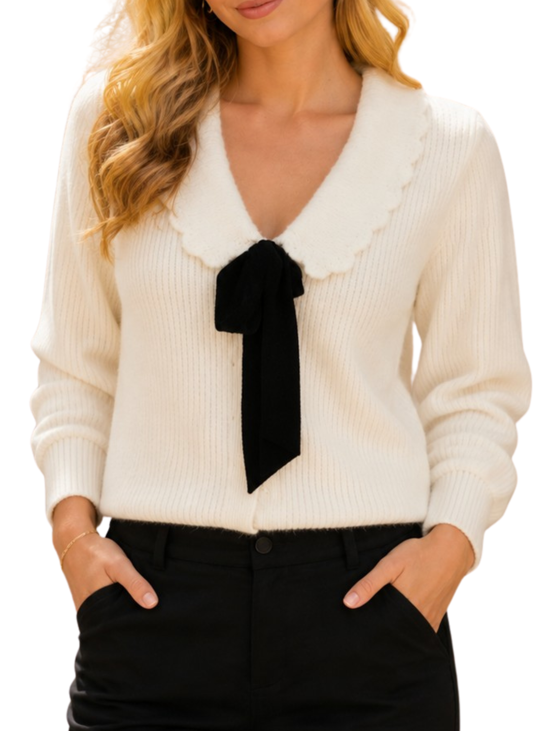 THE HATTIE COLLARED TIE FRONT CARDIGAN