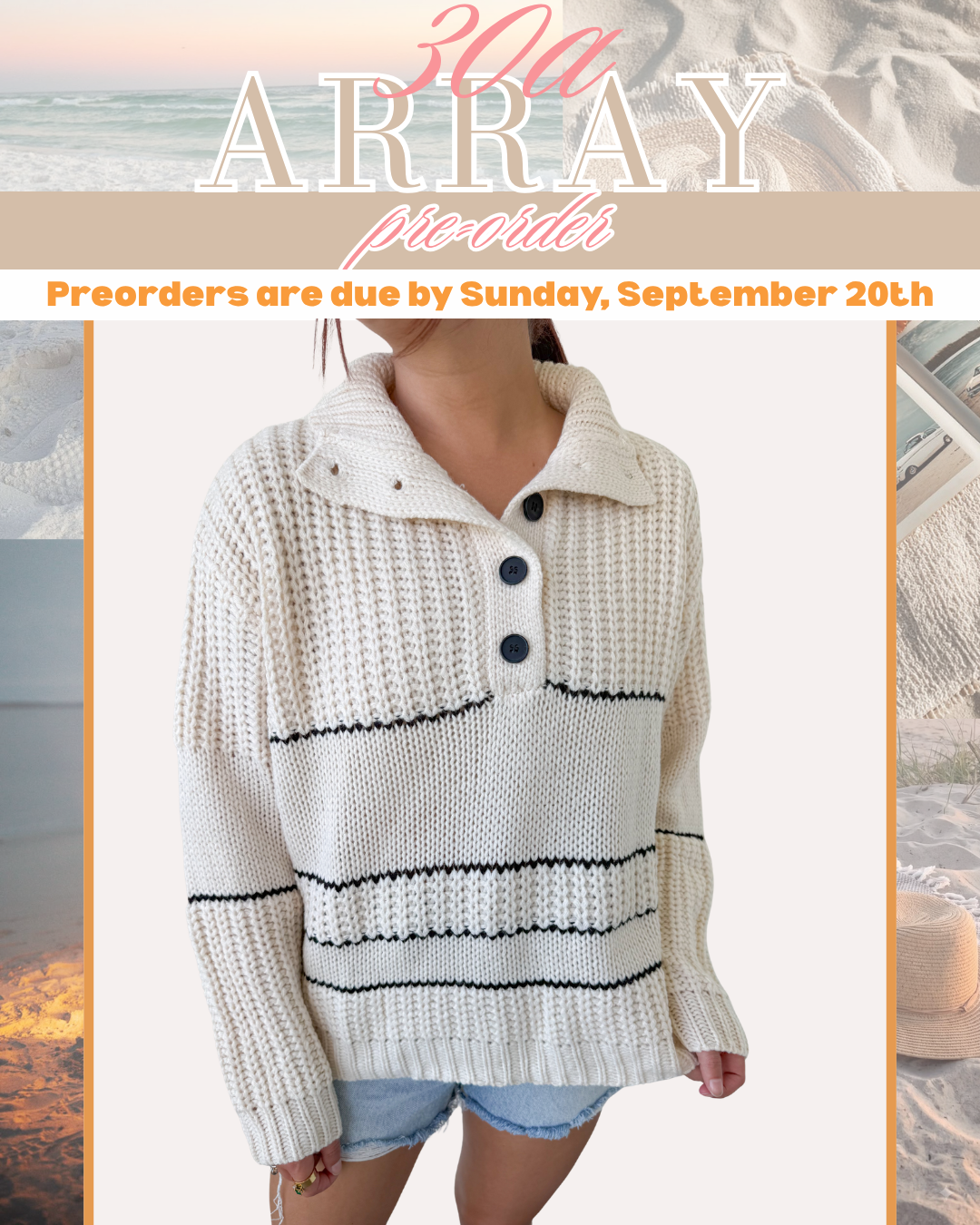 PRE-ORDER: CREAM HALF BUTTON KNIT SWEATER