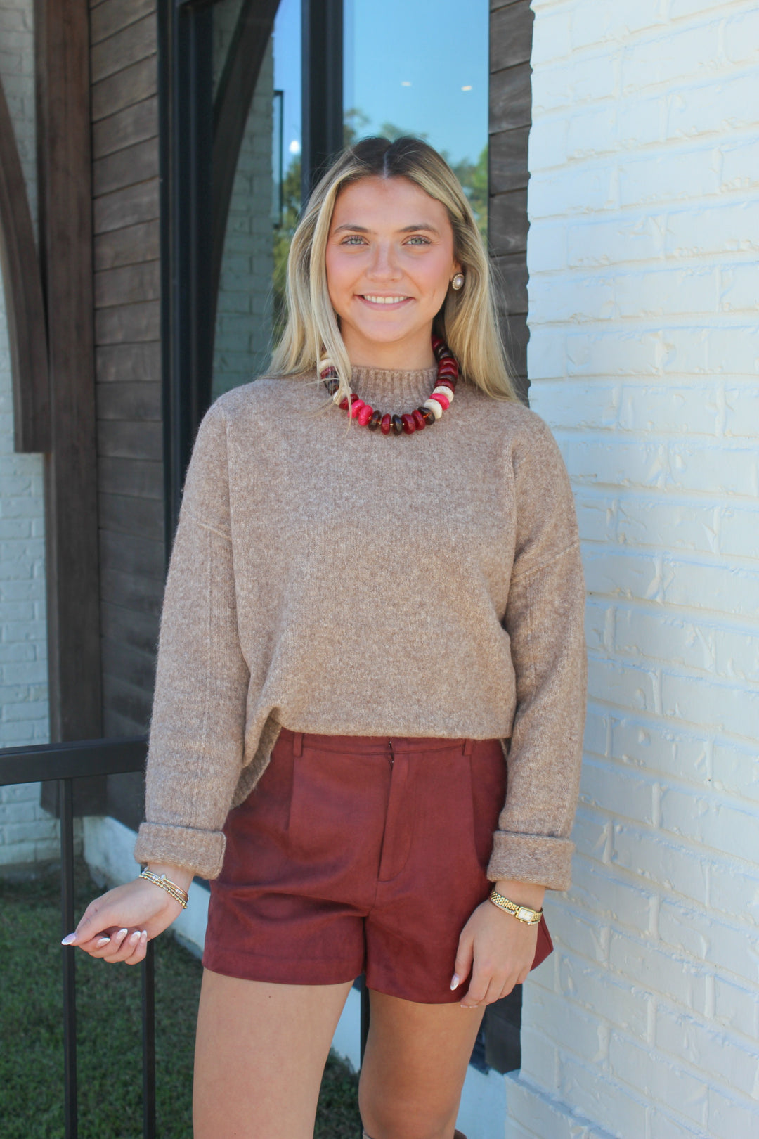 THE JUST RIGHT MOCHA MOCK NECK SWEATER