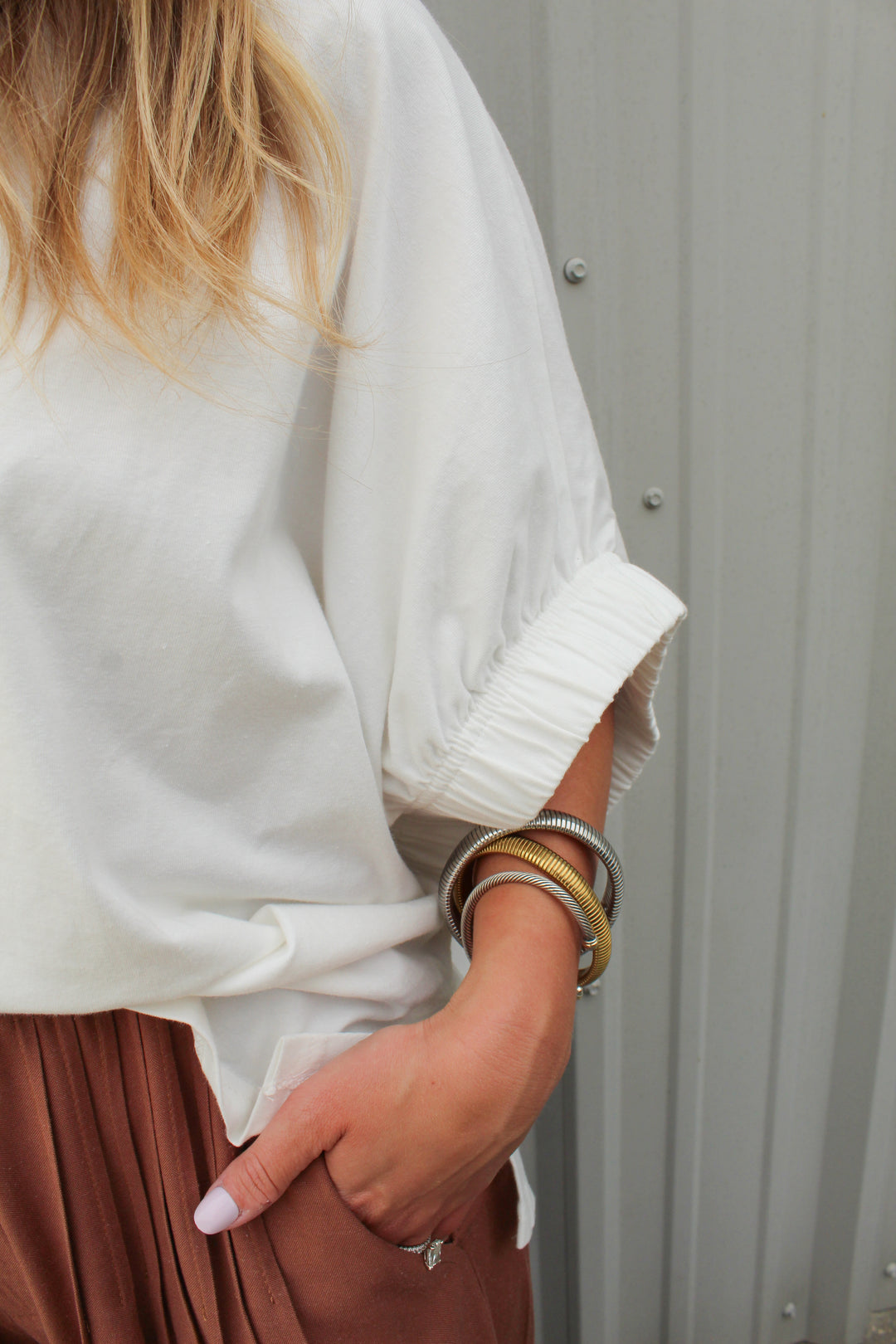 AMBER OVERSIZED ELASTIC CUFF TOP