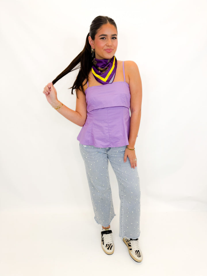 PURPLE PRIDE PEPLUM TOP