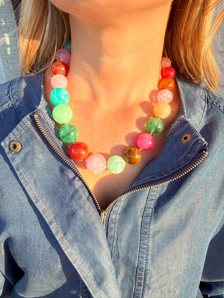 GOOD VIBES MULTI COLORED BEADED NECKLACE