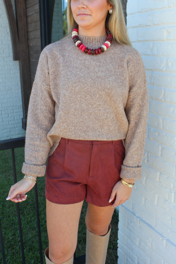 THE JUST RIGHT MOCHA MOCK NECK SWEATER