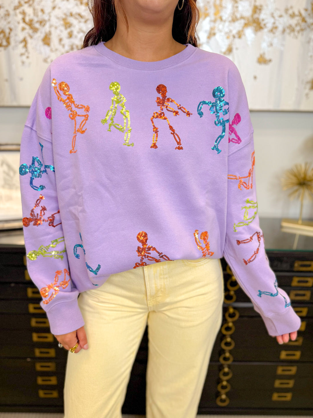 DANCING BONES SEQUIN SWEATSHIRT