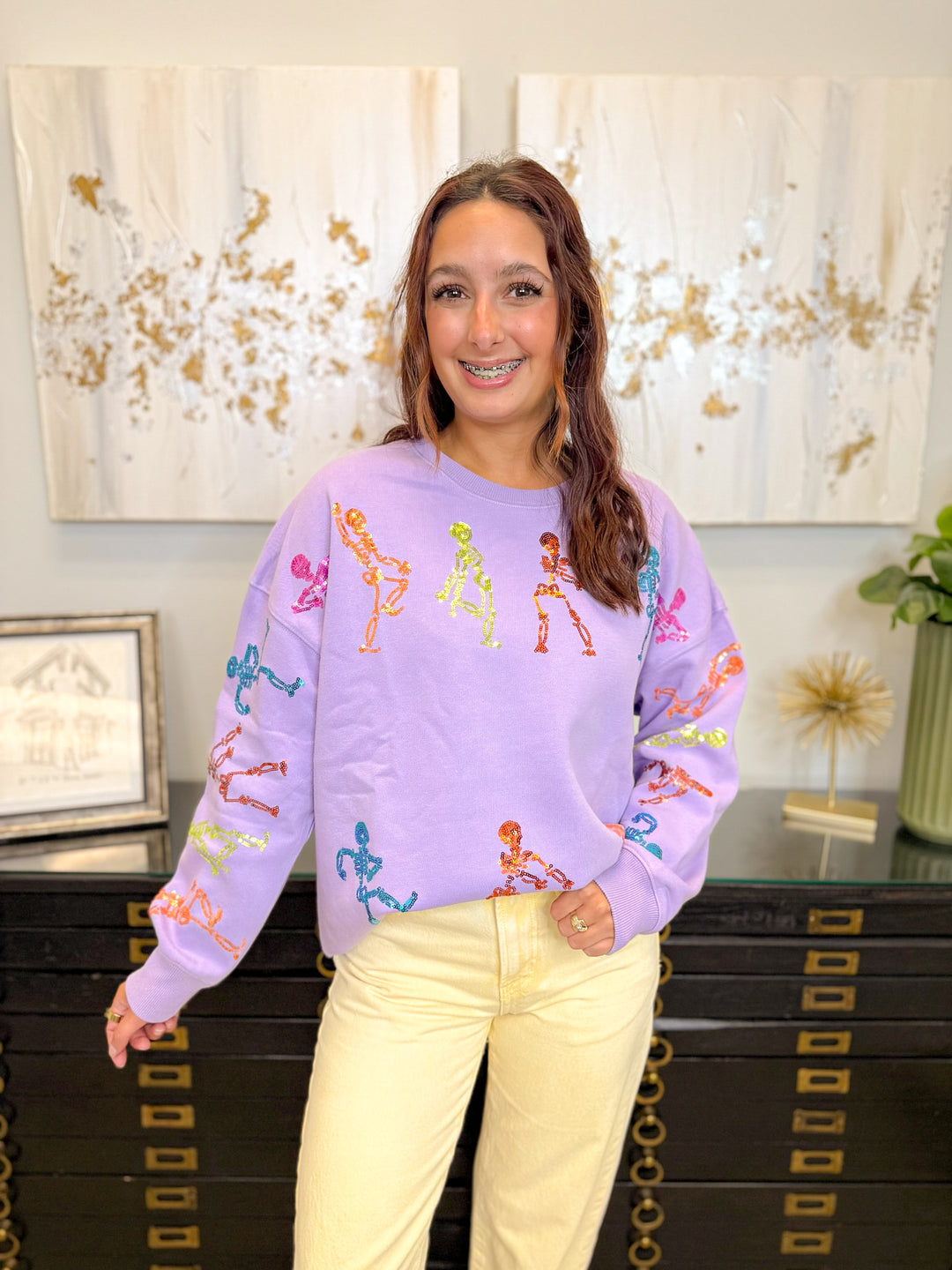 DANCING BONES SEQUIN SWEATSHIRT