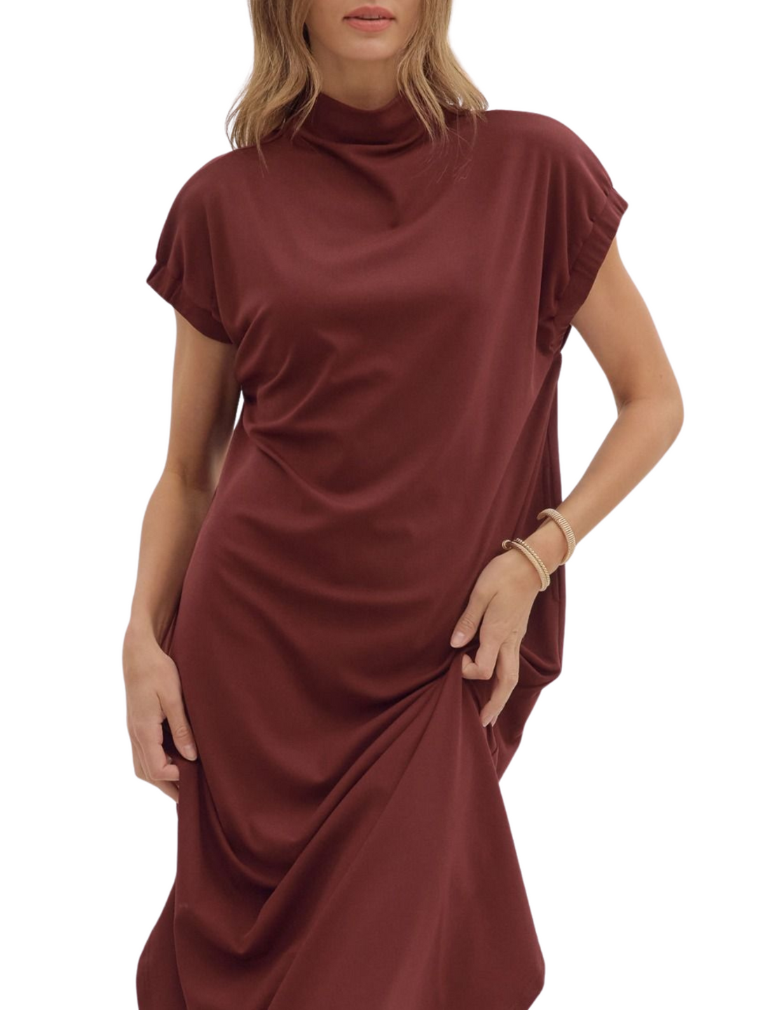 MODERN DRAPE MIDI DRESS