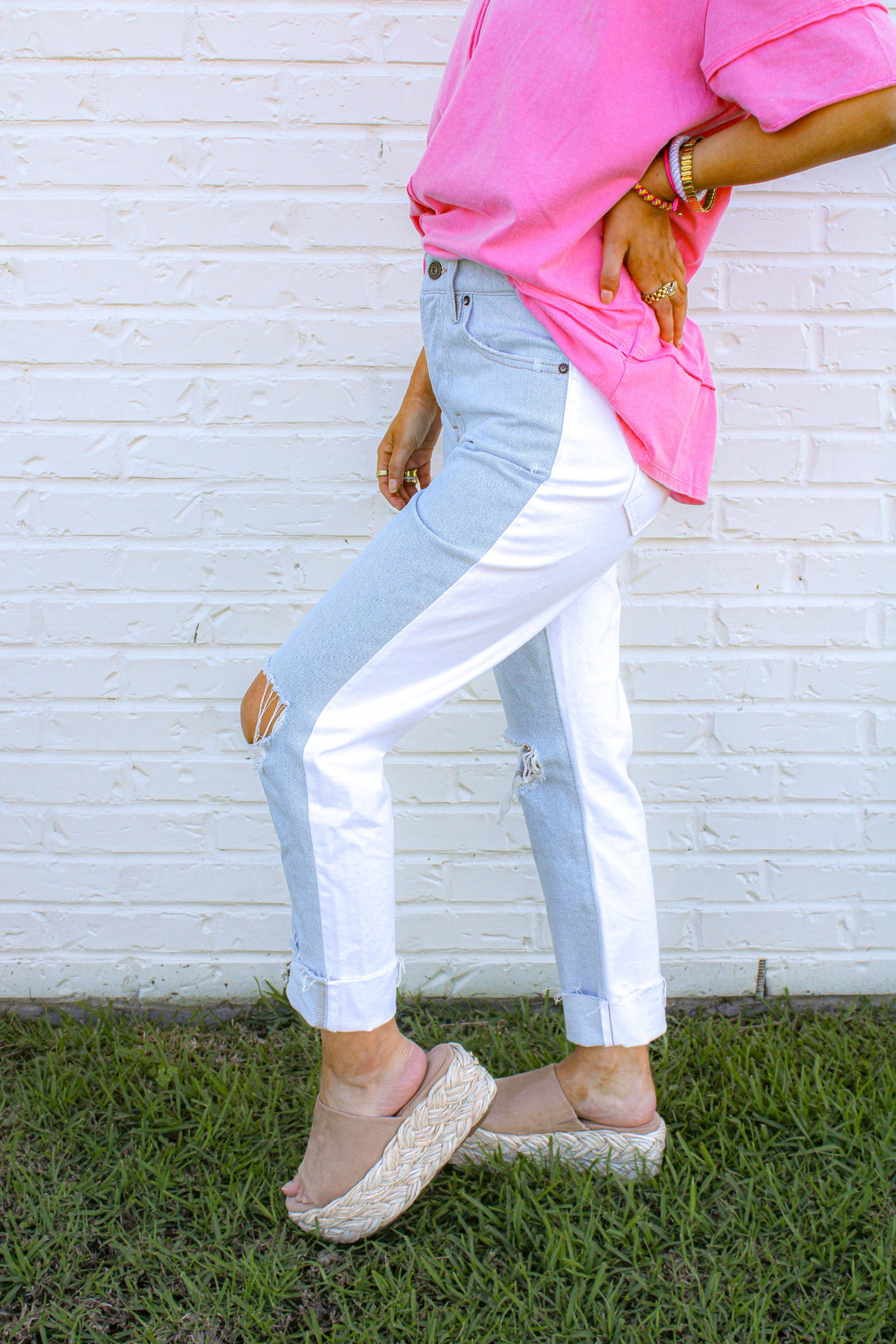 TRACEY TWO TONE STRAIGHT LEG JEAN