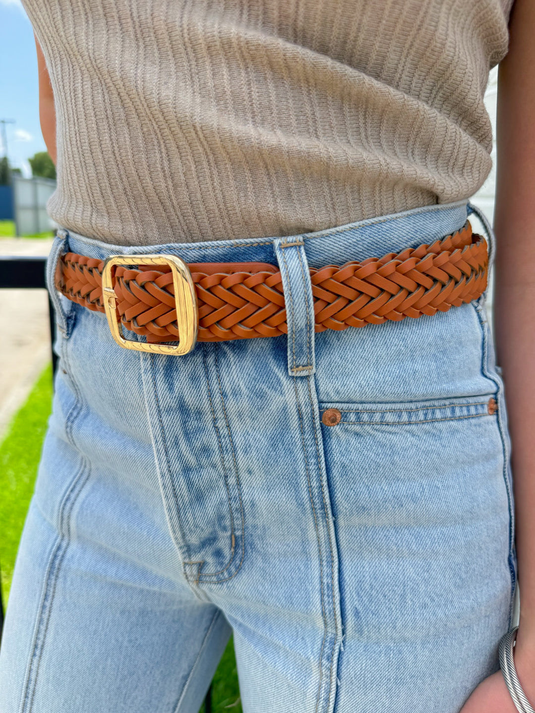 CLARE VEGAN LEATHER BRAIDED BELT