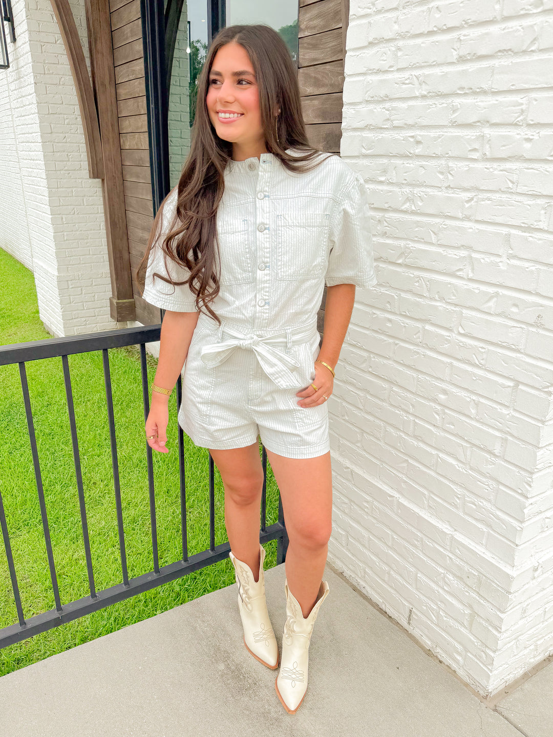 SIRENA CREAM FRONT TIE ROMPER