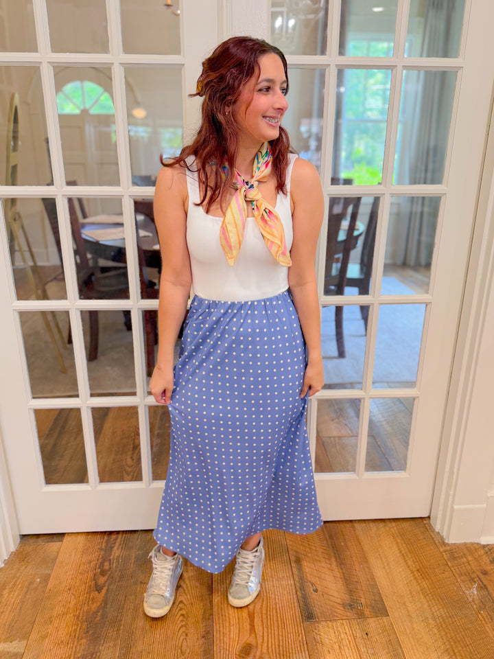 THE VIVIENNE POLKA DOT MIDI SKIRT