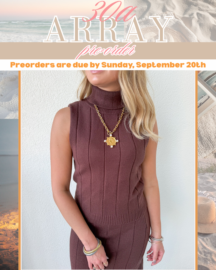 PRE-ORDER: BROWN TURTLE NECK SET TOP