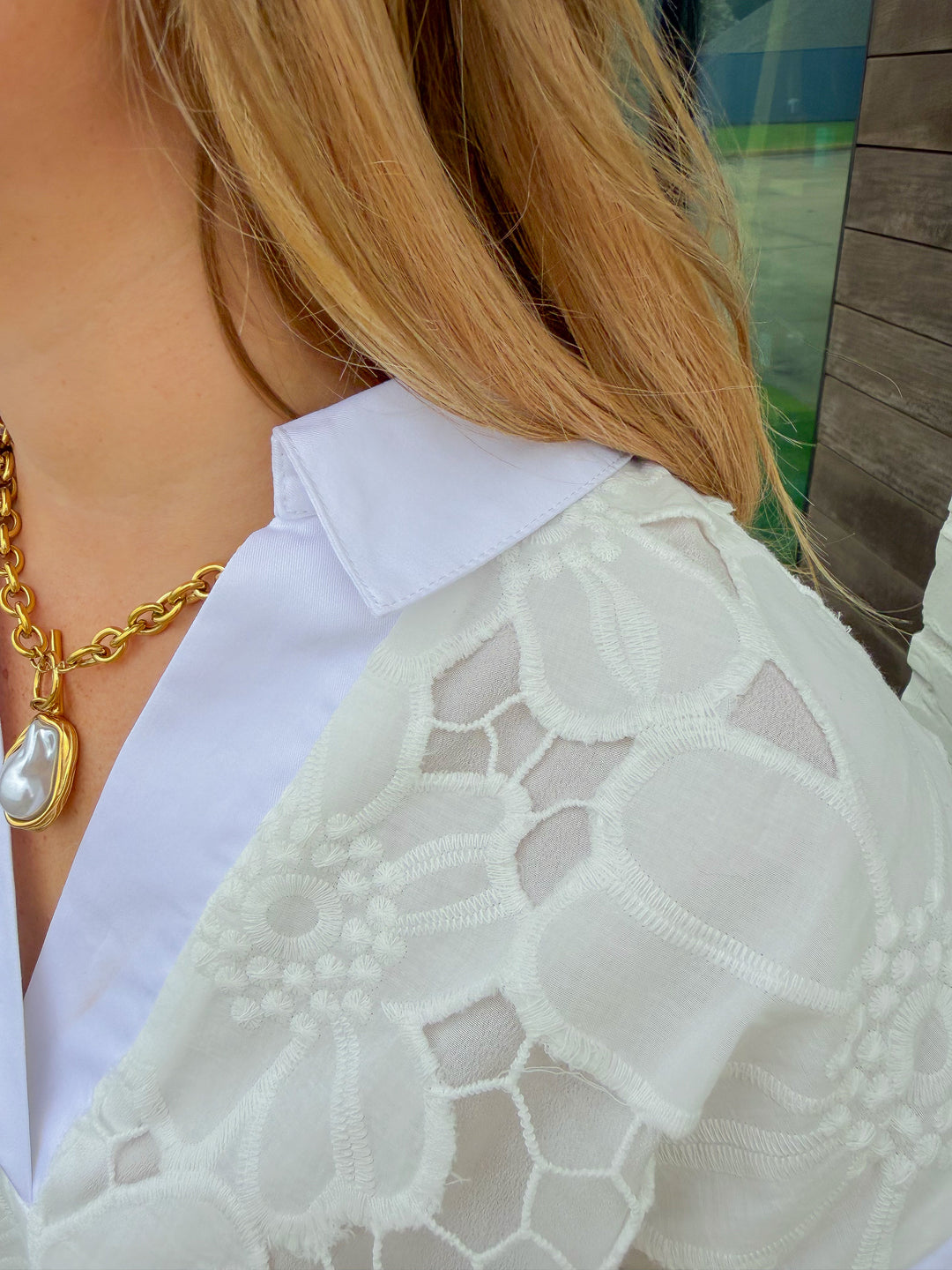 TIMELESS WHITE EYELET EMBROIDERED TOP