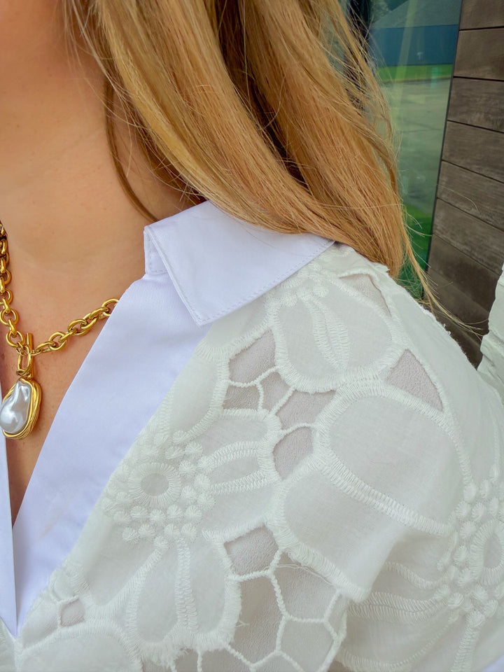 TIMELESS WHITE EYELET EMBROIDERED TOP