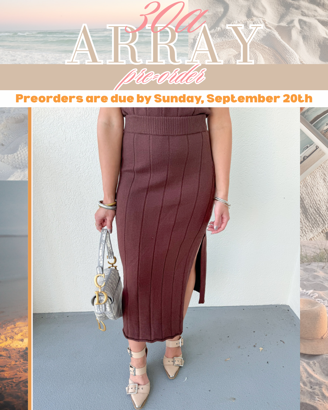 PREORDER - BROWN MIDI SET SKIRT
