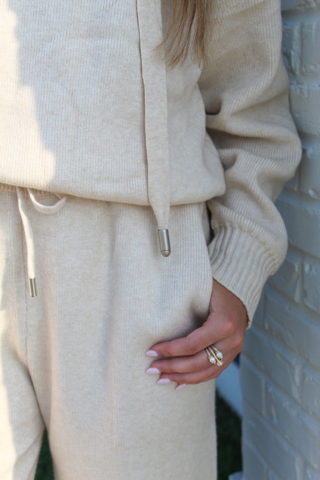 THE CAMERON OATMEAL WIDE LEG SET PANT