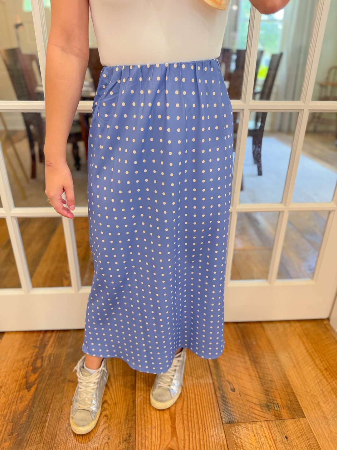 THE VIVIENNE POLKA DOT MIDI SKIRT