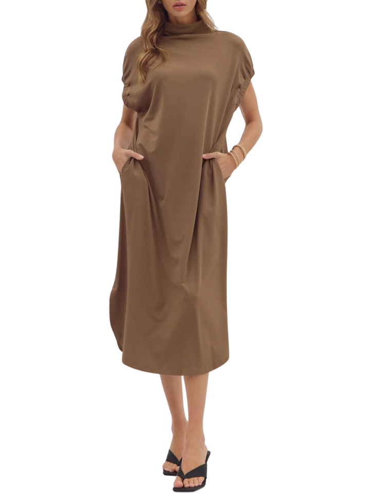 MODERN DRAPE MIDI DRESS