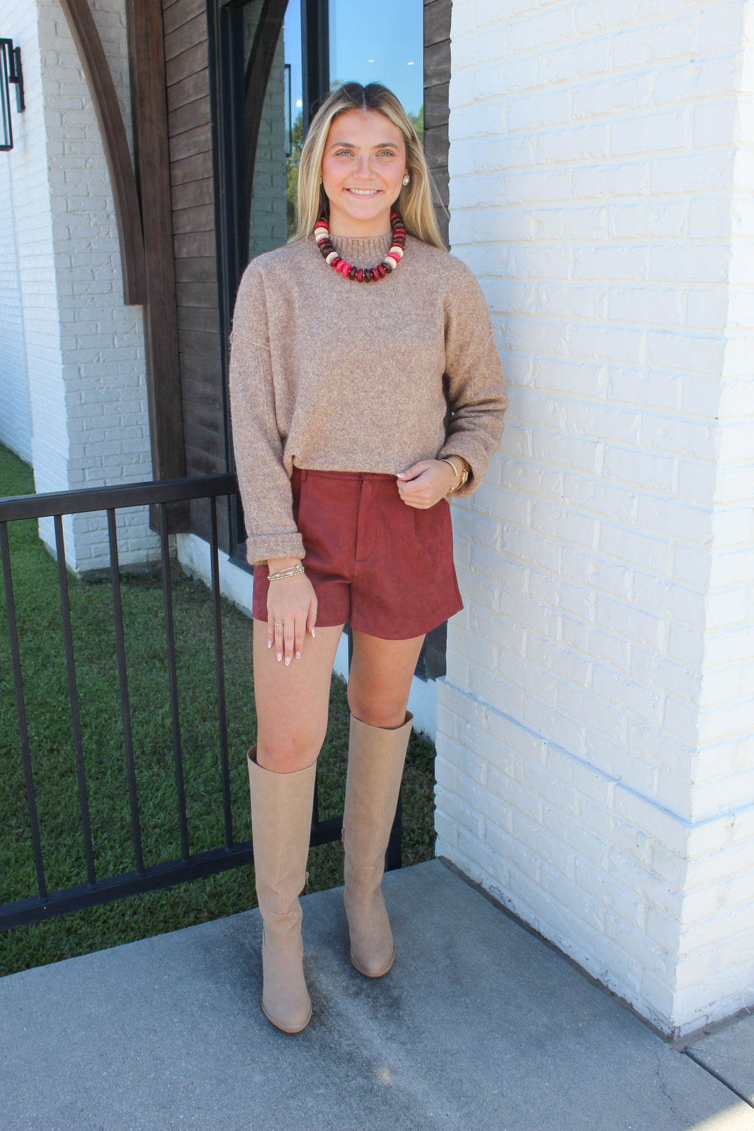 THE JUST RIGHT MOCHA MOCK NECK SWEATER