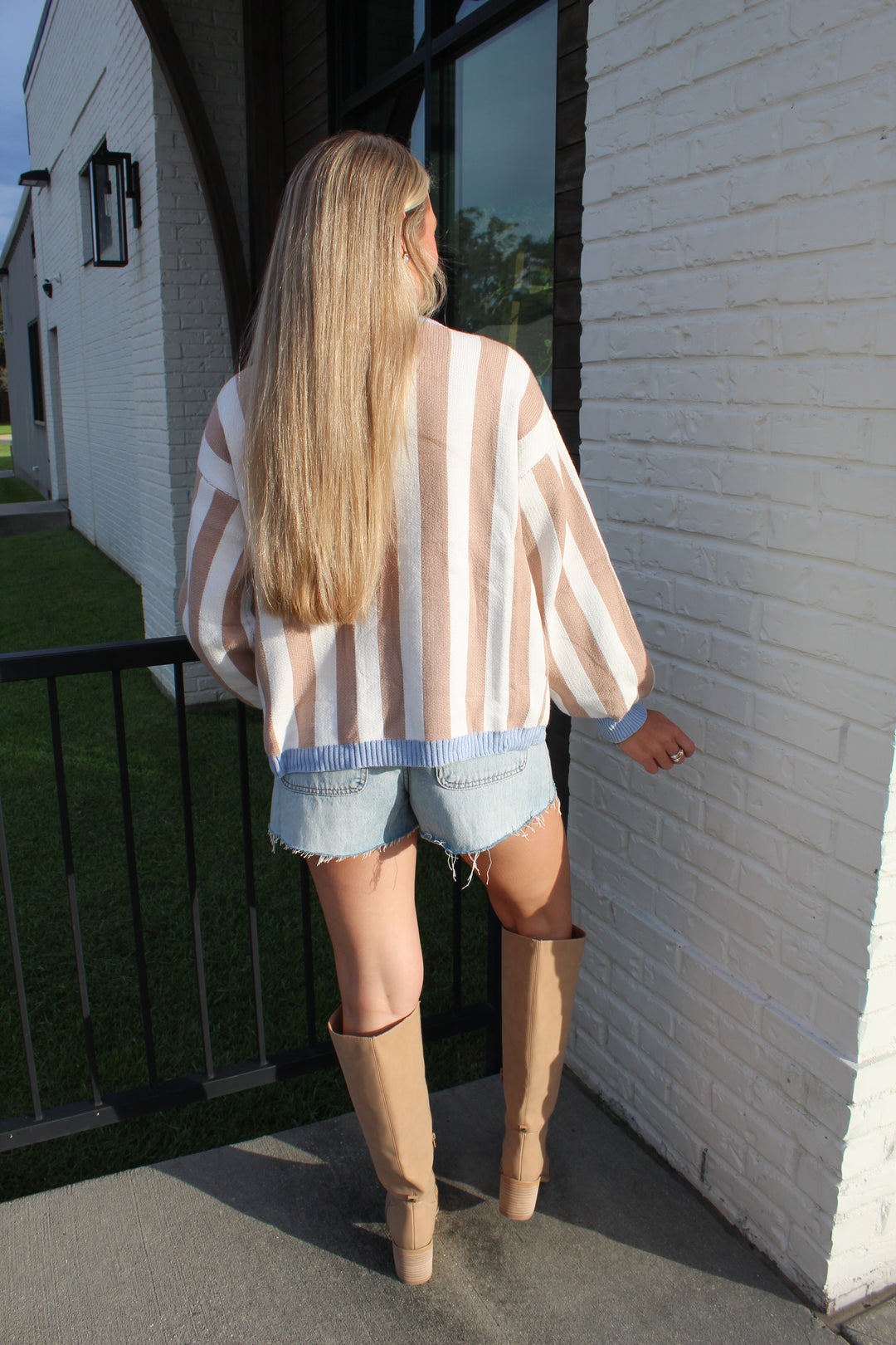 SOFT STRIPE OPEN FRONT CARDIGAN