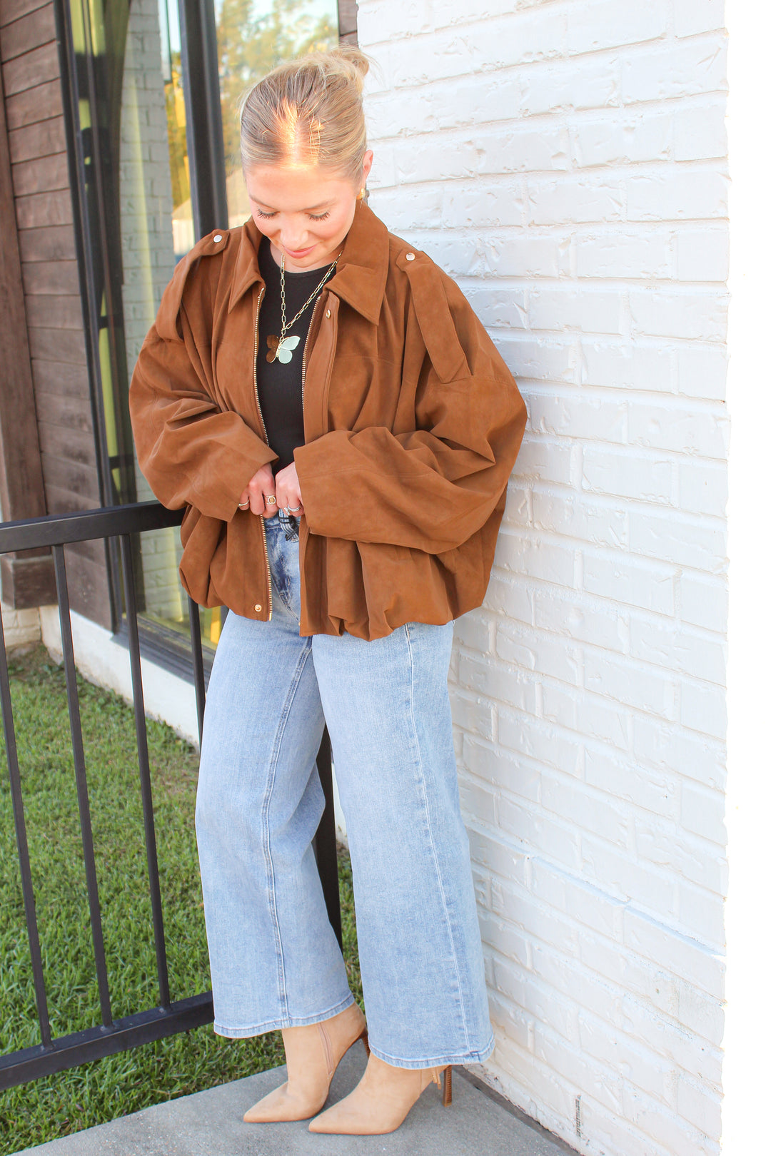 OUT AND ABOUT MOCHA BOMBER JACKET