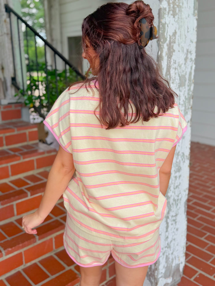 BRIGHTER DAYS STRIPED SET TOP
