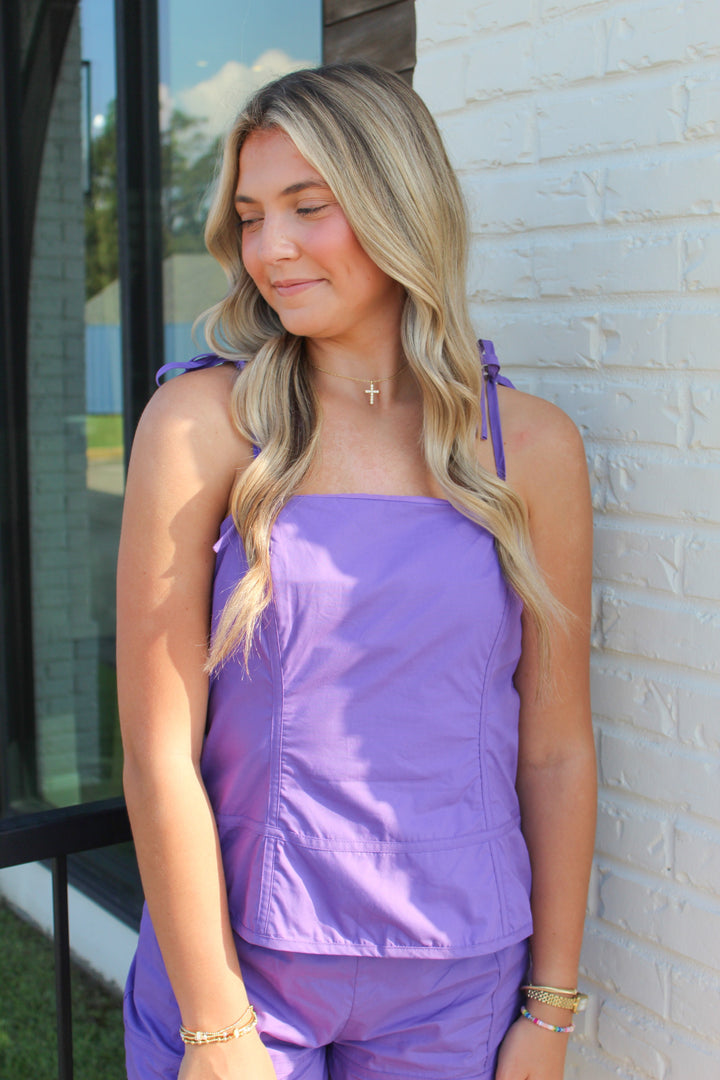 PIPER PURPLE POPLIN SET TOP