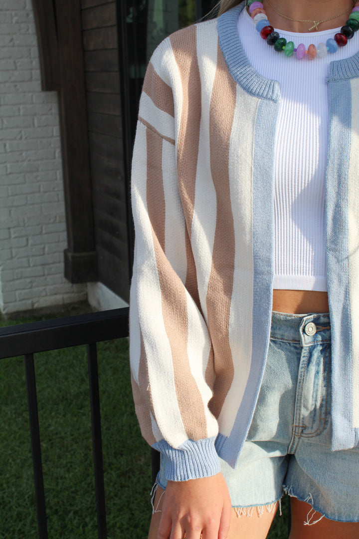 SOFT STRIPE OPEN FRONT CARDIGAN
