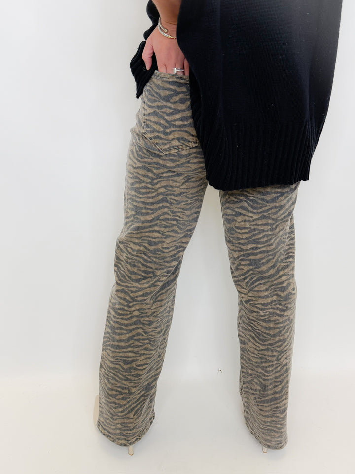 LOGAN HIGH WAIST STRAIGHT LEG JEAN - TIGER