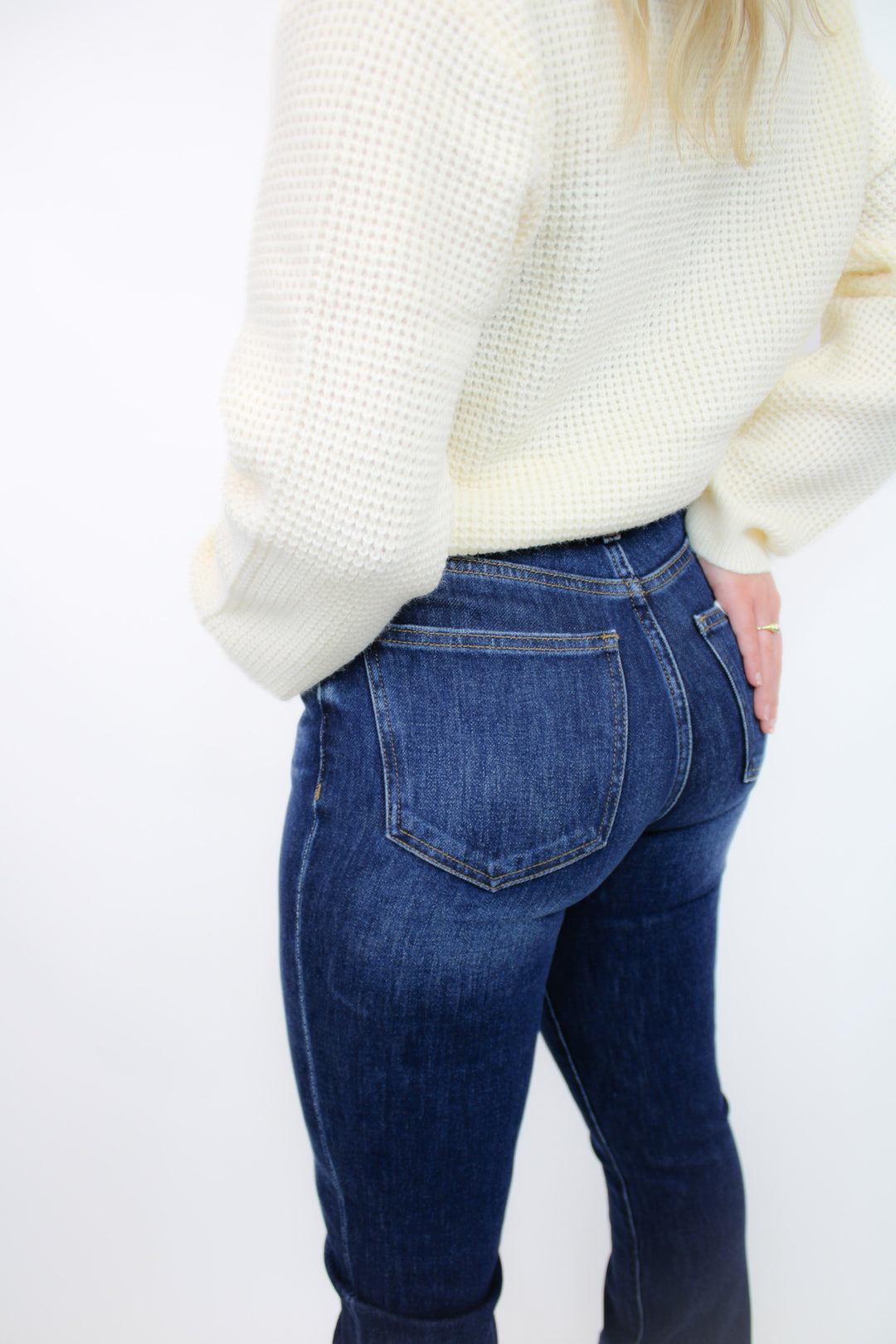 LENNON HIGH RISE CROP BOOT - DARK WASH