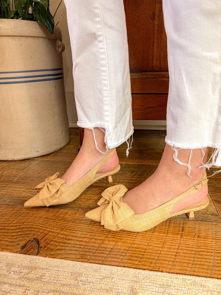NORA RAFFIA KITTEN HEEL