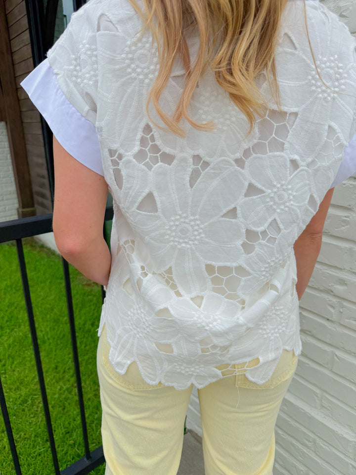 TIMELESS WHITE EYELET EMBROIDERED TOP