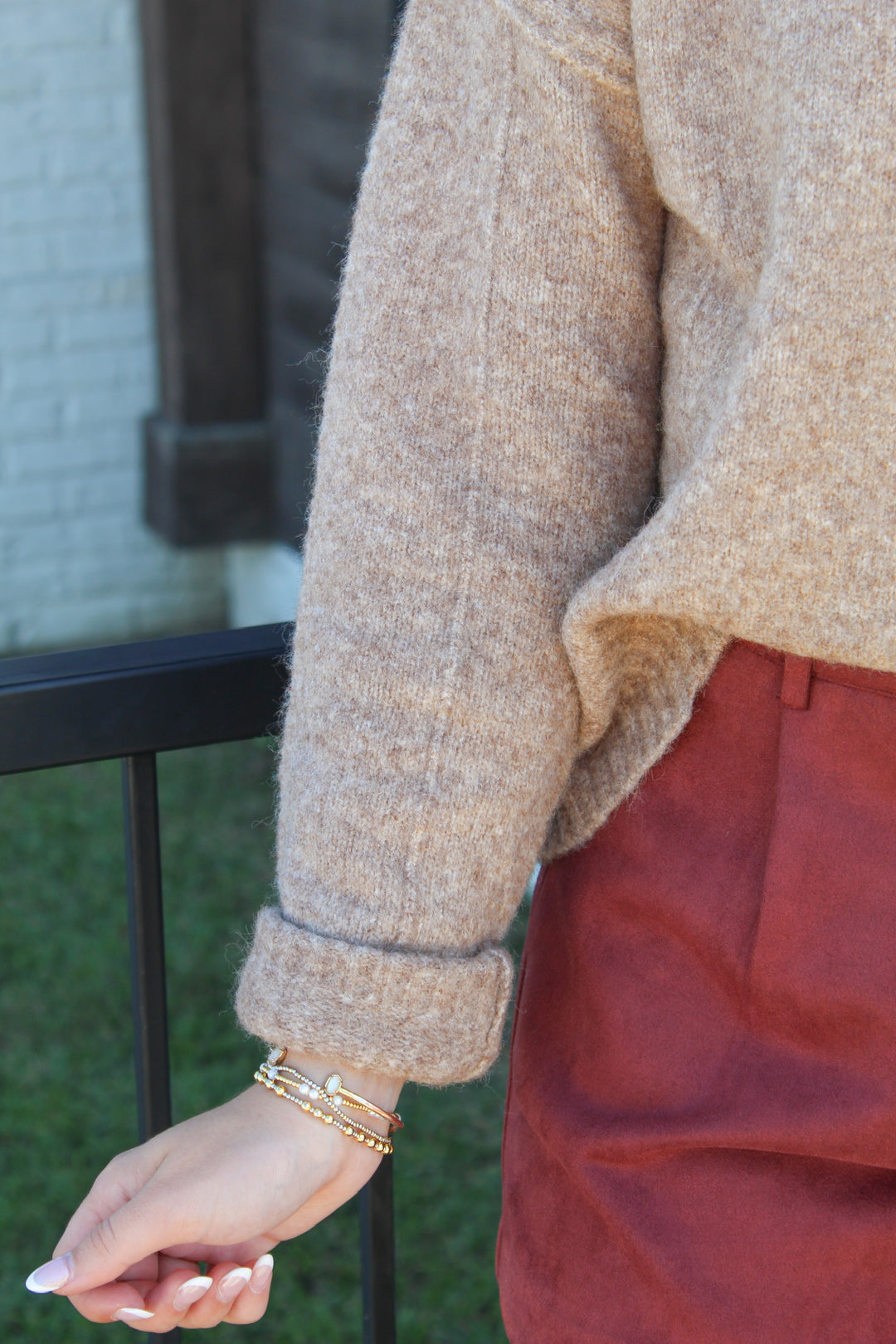 THE JUST RIGHT MOCHA MOCK NECK SWEATER