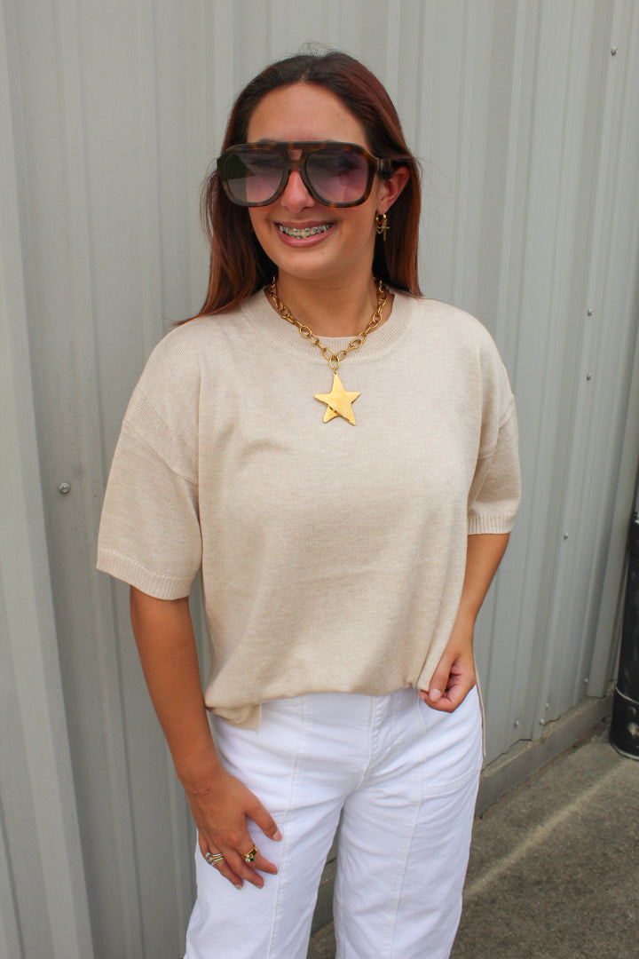 BETTER BASICS SHORT SLEEVE KNIT TEE