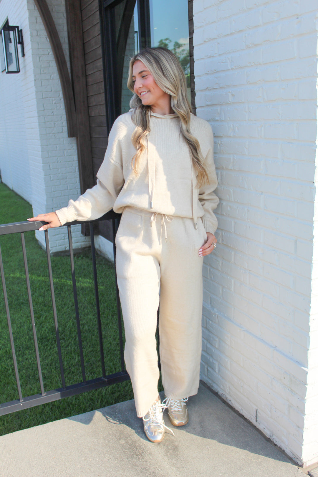 THE CAMERON OATMEAL WIDE LEG SET PANT