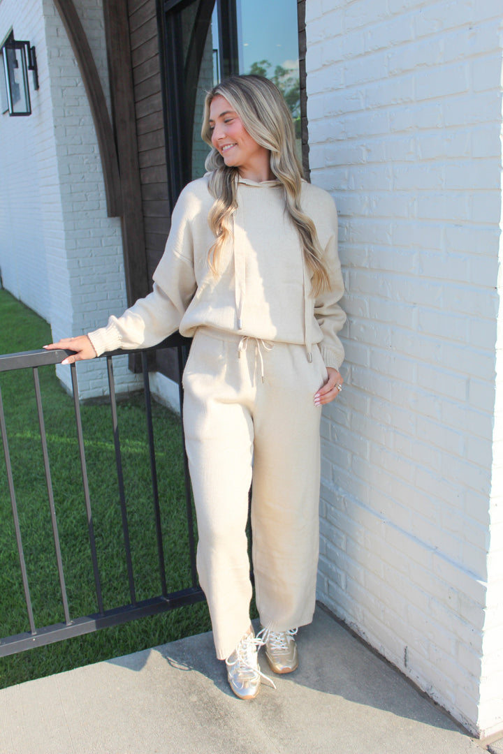 THE CAMERON OATMEAL WIDE LEG SET PANT