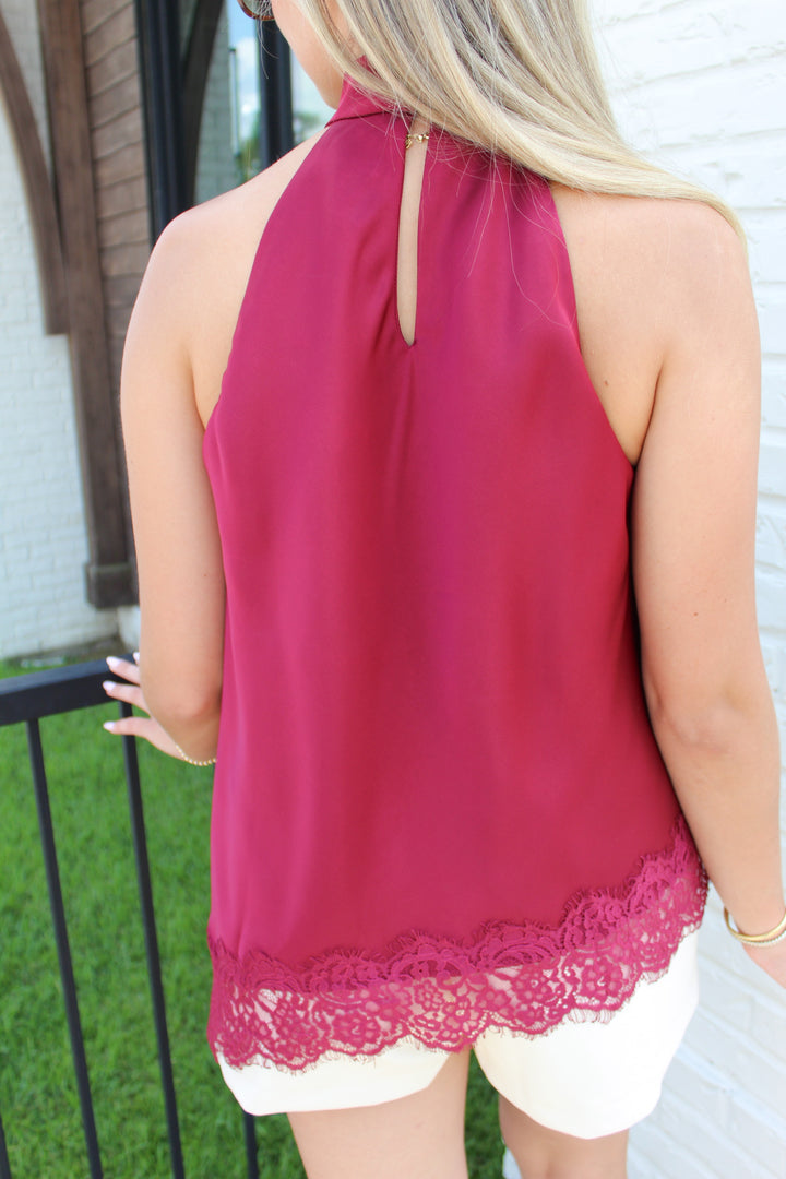 HEART EYES LACE LINED ASYMMETRICAL HALTER NECK