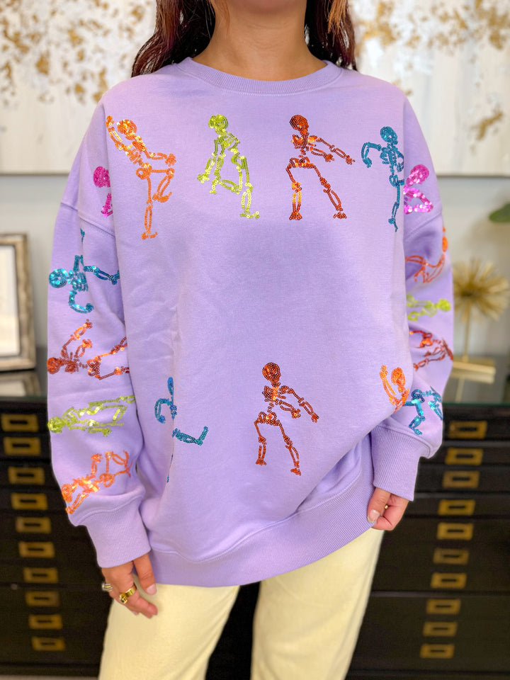 DANCING BONES SEQUIN SWEATSHIRT