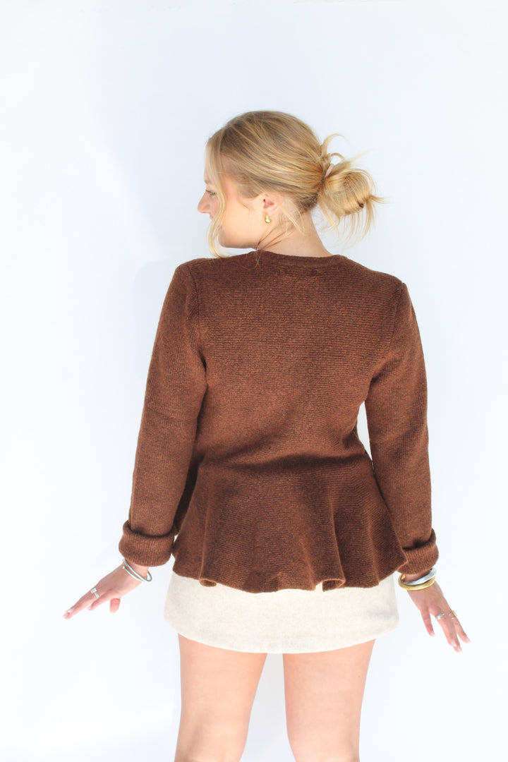 MARIELLE FLARE BOTTOM BROWN SWEATER
