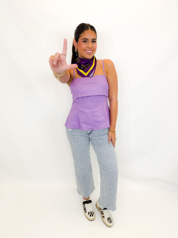PURPLE PRIDE PEPLUM TOP